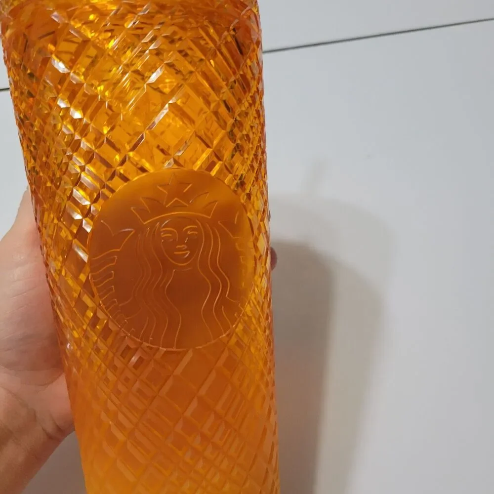 Starbucks Studded Tumbler 2022 Dining‎ Orange Disco Grid Prism Venti 24 oz Cup